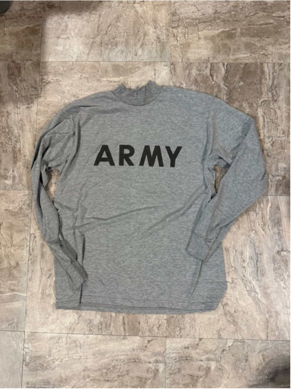 VTG US Army Shirt Adult Large Grey Long Sleeve Mockneck Tri Blend Training